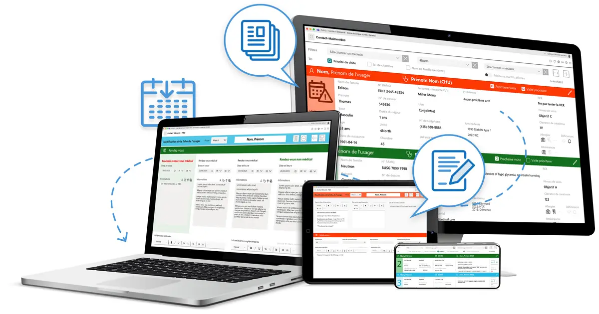 Illustration graphique de l'interface de l'outil Contact Télésanté.