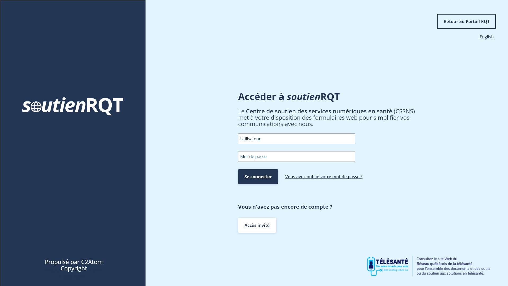 Emplacement du bouton soutienRQT dans la barre de menu